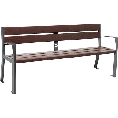 Sitzbank SILAOS® aus Recycling-Kunststoff, mit Rückenlehne, anthrazitgrau, braun, Standardarmlehnen, 5 Sitz- und Lehnenbohlen PROCITY Sitzbank SILAOS® aus Recycling-Kunststoff, mit Rückenlehne, anthrazitgrau, braun, Standardarmlehnen, 5 Sitz- und Lehnenbohlen PROCITY