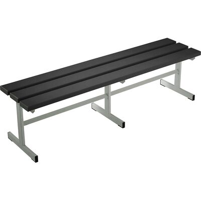 Umkleidebank, einseitig, PVC-Leisten, T-Fuß, schwarz, Länge 1500 mm Wolf Umkleidebank, einseitig, PVC-Leisten, T-Fuß, schwarz, Länge 1500 mm Wolf