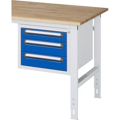 Unterbau-Container, mit 3 Schubladen, BxHxT 480 x 395 x 600 mm, lichtgrau / enzianblau RAU Unterbau-Container, mit 3 Schubladen, BxHxT 480 x 395 x 600 mm, lichtgrau / enzianblau RAU