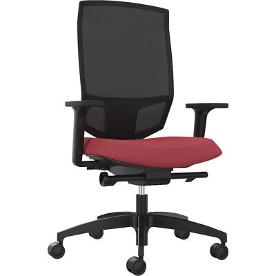 Bürodrehstuhl JUST EVO MESH, mit Netzrückenlehne, schwarz, chilirot Dauphin Bürodrehstuhl JUST EVO MESH, mit Netzrückenlehne, schwarz, chilirot Dauphin