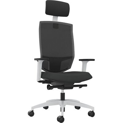 Bürodrehstuhl JUST EVO MESH, mit Netzrückenlehne, weiß, schwarz, mit Kopfstütze Dauphin Bürodrehstuhl JUST EVO MESH, mit Netzrückenlehne, weiß, schwarz, mit Kopfstütze Dauphin