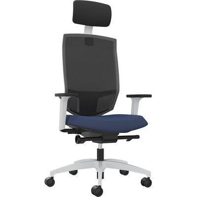 Bürodrehstuhl JUST EVO MESH, mit Netzrückenlehne, weiß, nachtblau, mit Kopfstütze Dauphin Bürodrehstuhl JUST EVO MESH, mit Netzrückenlehne, weiß, nachtblau, mit Kopfstütze Dauphin