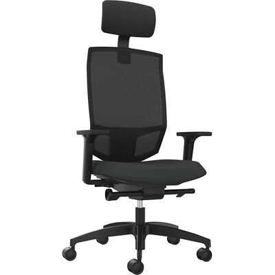 Bürodrehstuhl JUST EVO MESH, mit Netzrückenlehne, schwarz, schwarz, mit Kopfstütze Dauphin Bürodrehstuhl JUST EVO MESH, mit Netzrückenlehne, schwarz, schwarz, mit Kopfstütze Dauphin