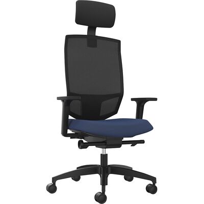 Bürodrehstuhl JUST EVO MESH, mit Netzrückenlehne, schwarz, nachtblau, mit Kopfstütze Dauphin Bürodrehstuhl JUST EVO MESH, mit Netzrückenlehne, schwarz, nachtblau, mit Kopfstütze Dauphin
