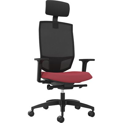 Bürodrehstuhl JUST EVO MESH, mit Netzrückenlehne, schwarz, chilirot, mit Kopfstütze Dauphin Bürodrehstuhl JUST EVO MESH, mit Netzrückenlehne, schwarz, chilirot, mit Kopfstütze Dauphin