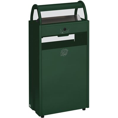 Abfallbehälter mit Ascher, Volumen 60 l, BxHxT 480 x 960 x 250 mm, grün RAL 6005 VAR Abfallbehälter mit Ascher, Volumen 60 l, BxHxT 480 x 960 x 250 mm, grün RAL 6005 VAR