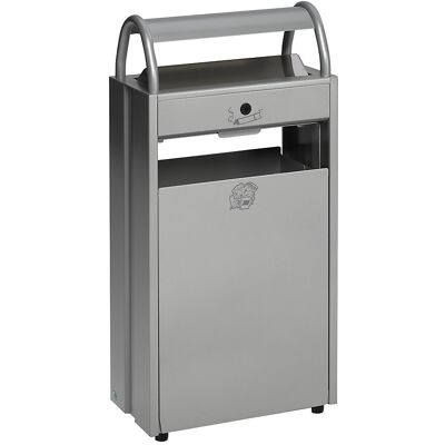 Abfallbehälter mit Ascher, Volumen 60 l, BxHxT 480 x 960 x 250 mm, silber VAR Abfallbehälter mit Ascher, Volumen 60 l, BxHxT 480 x 960 x 250 mm, silber VAR