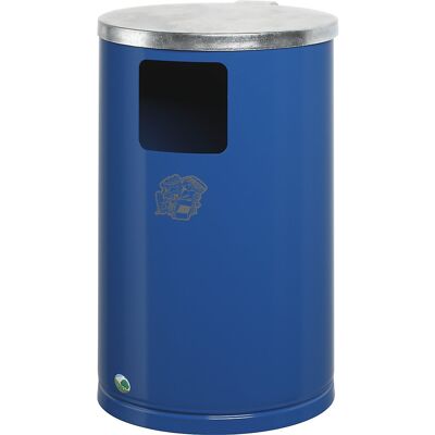 Außen-Abfallsammler aus Stahlblech, Volumen 30 l, HxØ 620 x 300 mm, enzianblau VAR Außen-Abfallsammler aus Stahlblech, Volumen 30 l, HxØ 620 x 300 mm, enzianblau VAR