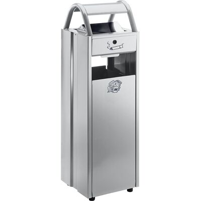 Abfallsammler mit Ascher und Regenschutzdach, Volumen 35 l, BxHxT 300 x 960 x 250 mm, silber VAR Abfallsammler mit Ascher und Regenschutzdach, Volumen 35 l, BxHxT 300 x 960 x 250 mm, silber VAR