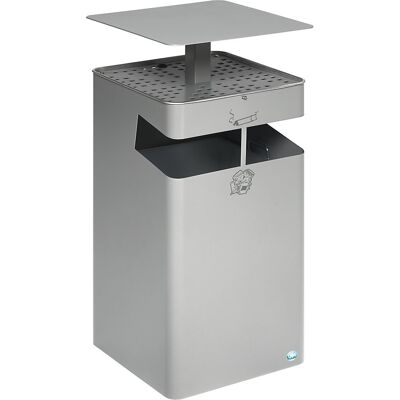 Abfallsammler/Ascher, mit Dach, Volumen 72 l, silber VAR Abfallsammler/Ascher, mit Dach, Volumen 72 l, silber VAR