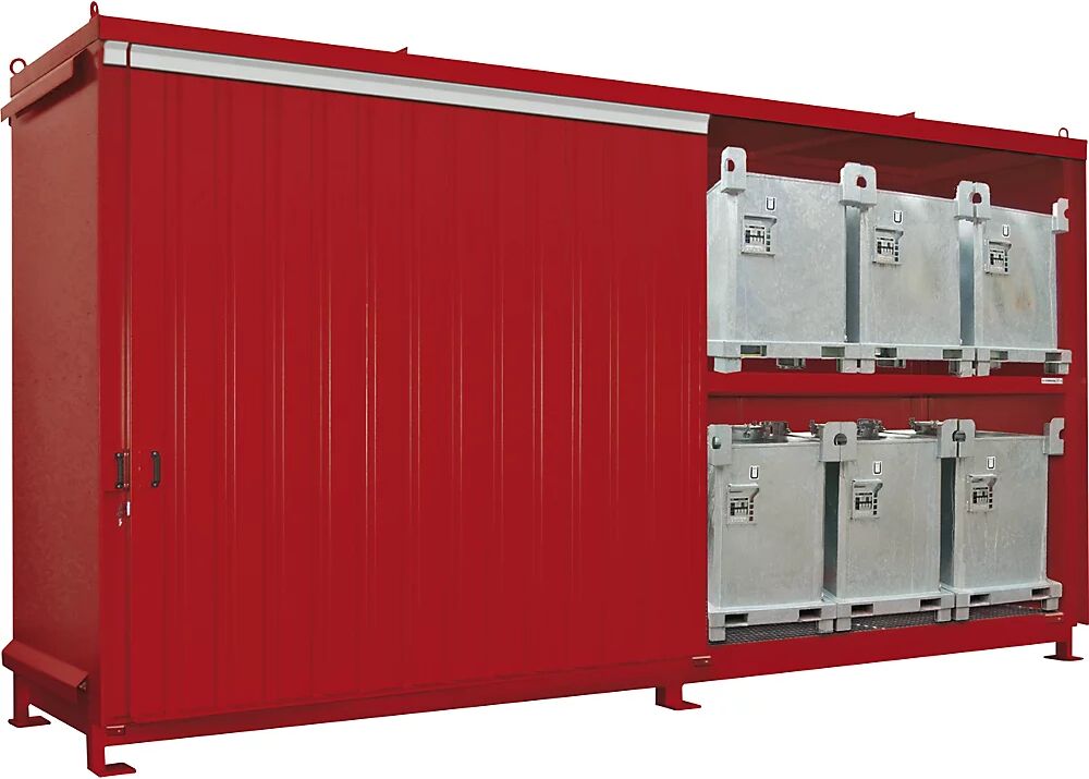 EUROKRAFTpro Gefahrstoff-Regalcontainer Kapazität 12 x 1000-l-IBC/KTC rot