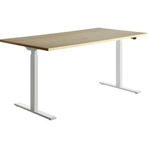 Topstar Schreibtisch, elektrisch höhenverstellbar, BxT 1600 x 800 mm, Platte Ahorn-Dekor, Gestell weiß