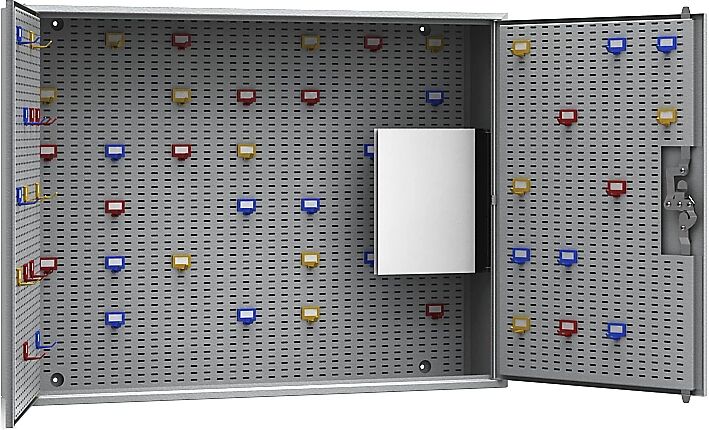 QUIPO Schlüsselschrank lichtgrau RAL 7035 HxBxT 550 x 730 x 130 mm, für 190 Haken