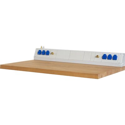 Medienkanal für Industrie-Arbeitsplätze, 6 Steckdosen 230 V, 2 x Druckluft, Breite 1250 mm, CH RAU Medienkanal für Industrie-Arbeitsplätze, 6 Steckdosen 230 V, 2 x Druckluft, Breite 1250 mm, CH RAU