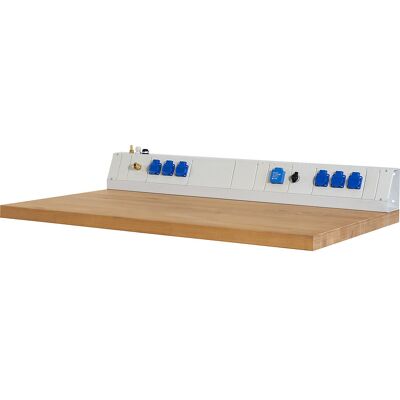 Medienkanal für Industrie-Arbeitsplätze, 6 Steckdosen 230 V, 1 x Druckluft, 2 x USB, 1 x RJ45, Breite 1250 mm, CH RAU Medienkanal für Industrie-Arbeitsplätze, 6 Steckdosen 230 V, 1 x Druckluft, 2 x USB, 1 x RJ45, Breite 1250 mm, CH RAU