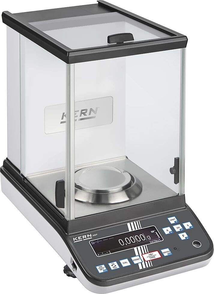 KERN Analysenwaage Zweibereichswaage, eichfähig Wägebereich bis 220 g, Ablesbarkeit 0,01 / 0,1 mg, Wägeplatte 91 mm