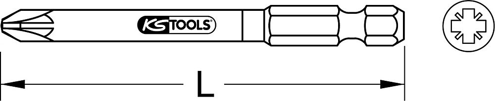 KS Tools 1/4'' TORSIONpower Bit, Länge 75 mm, PZ vernickelt, VE 5 Stk PZ3