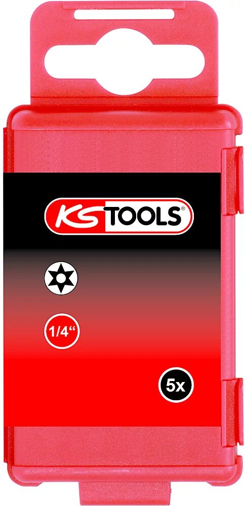 KS Tools 1/4'' Bit, Länge 75 mm Torx mit Stirnlochbohrung, VE 5 Stk TB27