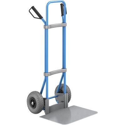 Sackkarre, blau, Schaufel-BxT 450 x 500 mm, verzinkt, PU-Bereifung, ab 5 Stk eurokraft pro Sackkarre, blau, Schaufel-BxT 450 x 500 mm, verzinkt, PU-Bereifung, ab 5 Stk eurokraft pro