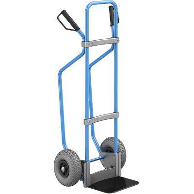 Sackkarre mit Kufen, blau, Schaufel-BxT 280 x 250 mm, schwarz, PU-Bereifung, ab 5 Stk eurokraft pro Sackkarre mit Kufen, blau, Schaufel-BxT 280 x 250 mm, schwarz, PU-Bereifung, ab 5 Stk eurokraft pro
