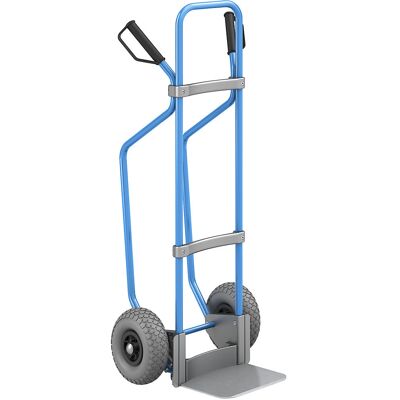 Sackkarre mit Kufen, blau, Schaufel-BxT 280 x 250 mm, verzinkt, PU-Bereifung, ab 5 Stk eurokraft pro Sackkarre mit Kufen, blau, Schaufel-BxT 280 x 250 mm, verzinkt, PU-Bereifung, ab 5 Stk eurokraft pro