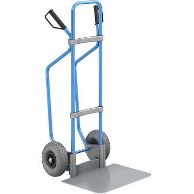 Sackkarre mit Kufen, blau, Schaufel-BxT 450 x 500 mm, verzinkt, PU-Bereifung, ab 5 Stk eurokraft pro Sackkarre mit Kufen, blau, Schaufel-BxT 450 x 500 mm, verzinkt, PU-Bereifung, ab 5 Stk eurokraft pro