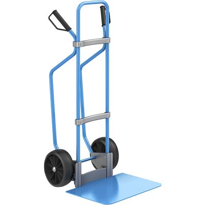 Sackkarre mit Kufen, blau, Schaufel-BxT 450 x 500 mm, blau, Vollgummibereifung, ab 5 Stk eurokraft pro Sackkarre mit Kufen, blau, Schaufel-BxT 450 x 500 mm, blau, Vollgummibereifung, ab 5 Stk eurokraft pro
