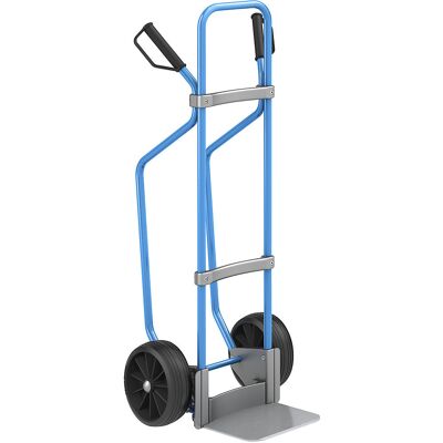 Sackkarre mit Kufen, blau, Schaufel-BxT 280 x 250 mm, verzinkt, Vollgummibereifung, ab 5 Stk eurokraft pro Sackkarre mit Kufen, blau, Schaufel-BxT 280 x 250 mm, verzinkt, Vollgummibereifung, ab 5 Stk eurokraft pro