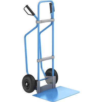 Sackkarre mit Kufen, blau, Schaufel-BxT 450 x 500 mm, blau, Luftbereifung, ab 5 Stk eurokraft pro Sackkarre mit Kufen, blau, Schaufel-BxT 450 x 500 mm, blau, Luftbereifung, ab 5 Stk eurokraft pro