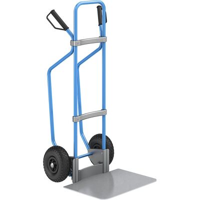 Sackkarre mit Kufen, blau, Schaufel-BxT 450 x 500 mm, verzinkt, Luftbereifung, ab 5 Stk eurokraft pro Sackkarre mit Kufen, blau, Schaufel-BxT 450 x 500 mm, verzinkt, Luftbereifung, ab 5 Stk eurokraft pro