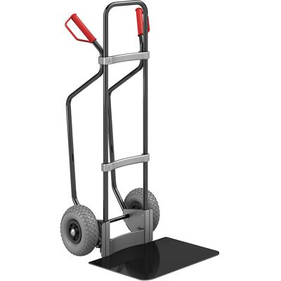 Sackkarre mit Kufen, schwarz, Schaufel-BxT 450 x 500 mm, schwarz, PU-Bereifung, ab 5 Stk eurokraft pro Sackkarre mit Kufen, schwarz, Schaufel-BxT 450 x 500 mm, schwarz, PU-Bereifung, ab 5 Stk eurokraft pro