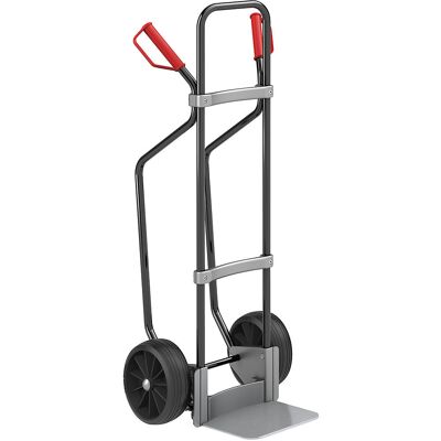 Sackkarre mit Kufen, schwarz, Schaufel-BxT 280 x 250 mm, verzinkt, Vollgummibereifung, ab 5 Stk eurokraft pro Sackkarre mit Kufen, schwarz, Schaufel-BxT 280 x 250 mm, verzinkt, Vollgummibereifung, ab 5 Stk eurokraft pro