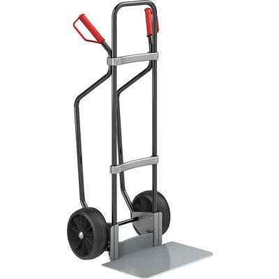 Sackkarre mit Kufen, schwarz, Schaufel-BxT 450 x 350 mm, verzinkt, Vollgummibereifung, ab 5 Stk eurokraft pro Sackkarre mit Kufen, schwarz, Schaufel-BxT 450 x 350 mm, verzinkt, Vollgummibereifung, ab 5 Stk eurokraft pro