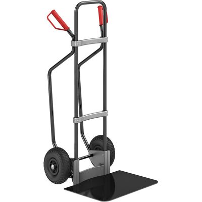 Sackkarre mit Kufen, schwarz, Schaufel-BxT 450 x 500 mm, schwarz, Luftbereifung, ab 5 Stk eurokraft pro Sackkarre mit Kufen, schwarz, Schaufel-BxT 450 x 500 mm, schwarz, Luftbereifung, ab 5 Stk eurokraft pro