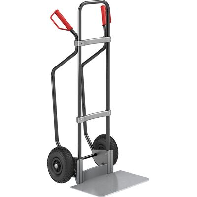 Sackkarre mit Kufen, schwarz, Schaufel-BxT 450 x 350 mm, verzinkt, Luftbereifung, ab 5 Stk eurokraft pro Sackkarre mit Kufen, schwarz, Schaufel-BxT 450 x 350 mm, verzinkt, Luftbereifung, ab 5 Stk eurokraft pro