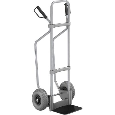 Sackkarre mit Kufen, verzinkt, Schaufel-BxT 280 x 250 mm, schwarz, PU-Bereifung, ab 5 Stk eurokraft pro Sackkarre mit Kufen, verzinkt, Schaufel-BxT 280 x 250 mm, schwarz, PU-Bereifung, ab 5 Stk eurokraft pro