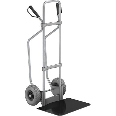 Sackkarre mit Kufen, verzinkt, Schaufel-BxT 450 x 500 mm, schwarz, PU-Bereifung, ab 5 Stk eurokraft pro Sackkarre mit Kufen, verzinkt, Schaufel-BxT 450 x 500 mm, schwarz, PU-Bereifung, ab 5 Stk eurokraft pro