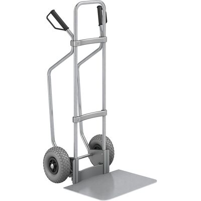 Sackkarre mit Kufen, verzinkt, Schaufel-BxT 450 x 500 mm, verzinkt, PU-Bereifung, ab 5 Stk eurokraft pro Sackkarre mit Kufen, verzinkt, Schaufel-BxT 450 x 500 mm, verzinkt, PU-Bereifung, ab 5 Stk eurokraft pro