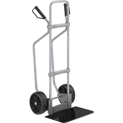 Sackkarre mit Kufen, verzinkt, Schaufel-BxT 450 x 350 mm, schwarz, Vollgummibereifung, ab 5 Stk eurokraft pro Sackkarre mit Kufen, verzinkt, Schaufel-BxT 450 x 350 mm, schwarz, Vollgummibereifung, ab 5 Stk eurokraft pro