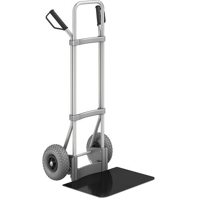 Aluminium-Sackkarre, Schaufel-BxT 450 x 500 mm, schwarz, PU-Bereifung, ab 5 Stk eurokraft pro Aluminium-Sackkarre, Schaufel-BxT 450 x 500 mm, schwarz, PU-Bereifung, ab 5 Stk eurokraft pro