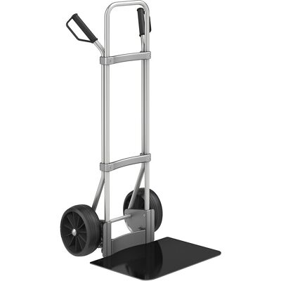Aluminium-Sackkarre, Schaufel-BxT 450 x 500 mm, schwarz, Vollgummibereifung, ab 5 Stk eurokraft pro Aluminium-Sackkarre, Schaufel-BxT 450 x 500 mm, schwarz, Vollgummibereifung, ab 5 Stk eurokraft pro