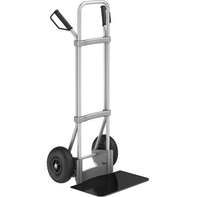 Aluminium-Sackkarre, Schaufel-BxT 450 x 350 mm, schwarz, Luftbereifung, ab 5 Stk eurokraft pro Aluminium-Sackkarre, Schaufel-BxT 450 x 350 mm, schwarz, Luftbereifung, ab 5 Stk eurokraft pro