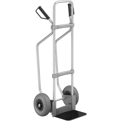 Aluminium-Sackkarre mit Kufen, Schaufel-BxT 280 x 250 mm, schwarz, PU-Bereifung, ab 5 Stk eurokraft pro Aluminium-Sackkarre mit Kufen, Schaufel-BxT 280 x 250 mm, schwarz, PU-Bereifung, ab 5 Stk eurokraft pro