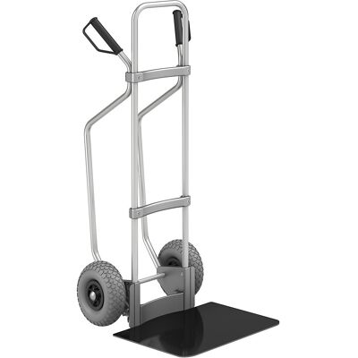 Aluminium-Sackkarre mit Kufen, Schaufel-BxT 450 x 500 mm, schwarz, PU-Bereifung, ab 5 Stk eurokraft pro Aluminium-Sackkarre mit Kufen, Schaufel-BxT 450 x 500 mm, schwarz, PU-Bereifung, ab 5 Stk eurokraft pro