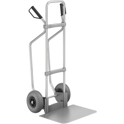 Aluminium-Sackkarre mit Kufen, Schaufel-BxT 450 x 500 mm, Alu, PU-Bereifung, ab 5 Stk eurokraft pro Aluminium-Sackkarre mit Kufen, Schaufel-BxT 450 x 500 mm, Alu, PU-Bereifung, ab 5 Stk eurokraft pro