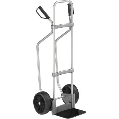 Aluminium-Sackkarre mit Kufen, Schaufel-BxT 280 x 250 mm, schwarz, Vollgummibereifung, ab 5 Stk eurokraft pro Aluminium-Sackkarre mit Kufen, Schaufel-BxT 280 x 250 mm, schwarz, Vollgummibereifung, ab 5 Stk eurokraft pro