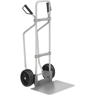 Aluminium-Sackkarre mit Kufen, Schaufel-BxT 450 x 500 mm, Alu, Vollgummibereifung, ab 5 Stk eurokraft pro Aluminium-Sackkarre mit Kufen, Schaufel-BxT 450 x 500 mm, Alu, Vollgummibereifung, ab 5 Stk eurokraft pro