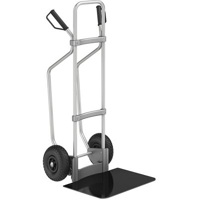 Aluminium-Sackkarre mit Kufen, Schaufel-BxT 450 x 500 mm, schwarz, Luftbereifung, ab 5 Stk eurokraft pro Aluminium-Sackkarre mit Kufen, Schaufel-BxT 450 x 500 mm, schwarz, Luftbereifung, ab 5 Stk eurokraft pro