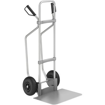 Aluminium-Sackkarre mit Kufen, Schaufel-BxT 450 x 500 mm, Alu, Luftbereifung, ab 5 Stk eurokraft pro Aluminium-Sackkarre mit Kufen, Schaufel-BxT 450 x 500 mm, Alu, Luftbereifung, ab 5 Stk eurokraft pro