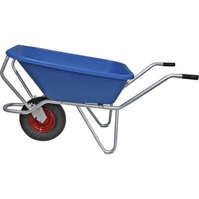 kaiserkraft Schubkarre mit verzinktem Untergestell, Luftreifen, 120 l, blau kaiserkraft Schubkarre mit verzinktem Untergestell, Luftreifen, 120 l, blau